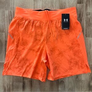 Under Armour Speedpocket 7” Shorts Launch Elite Print 1378869 Orange‎ Mens XXL